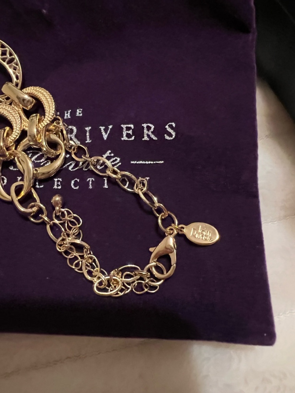 Joan Rivers Private Collection Gold Tone Link Necklace Vintage with Bag & Box - Picture 4 of 6